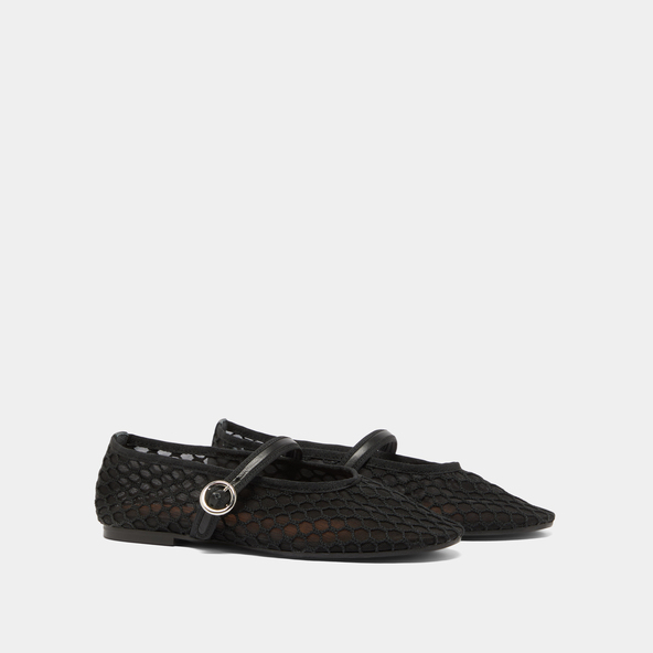Jonak Ballet Flats With Straps In Black Mesh DEESSIA