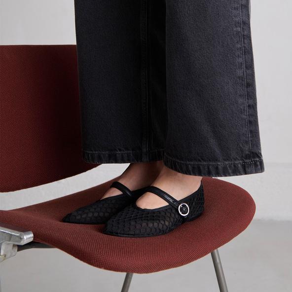 jonak Ballet flats with straps in black mesh DEESSIA