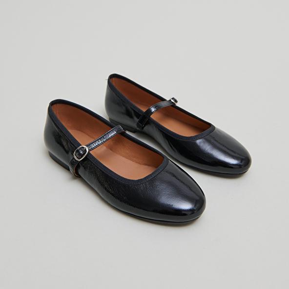 Jonak Ballet Flats With Straps In Black Pleated Patent DOUCEUR