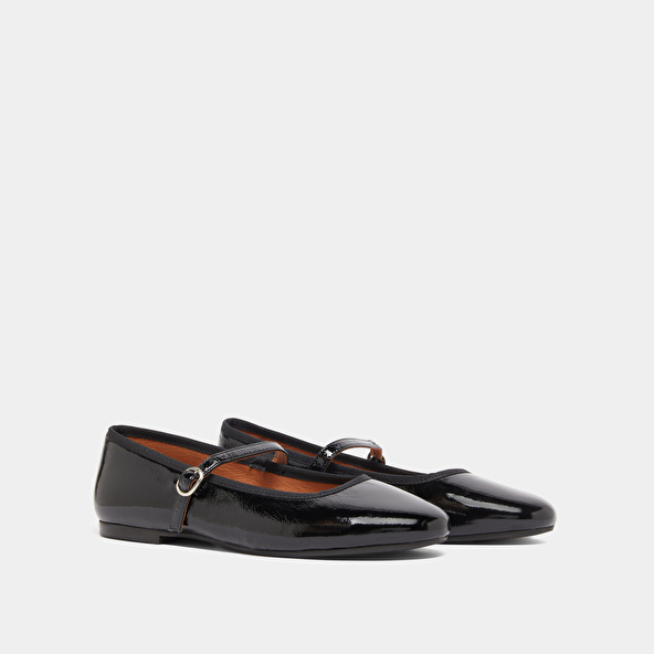 Jonak Ballet Flats With Straps In Black Pleated Patent DOUCEUR