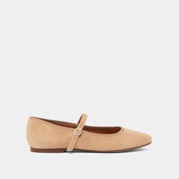 Jonak Ballet Flats With Straps In Camel Suede DOUCEUR