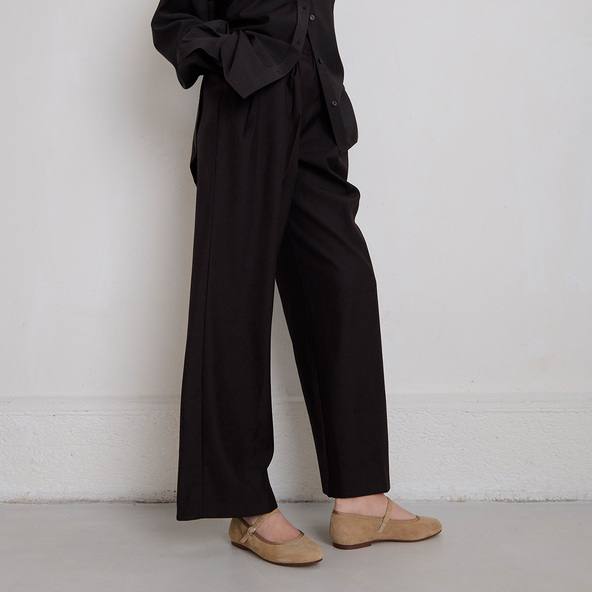 Jonak Ballet Flats With Straps In Camel Suede DOUCEUR