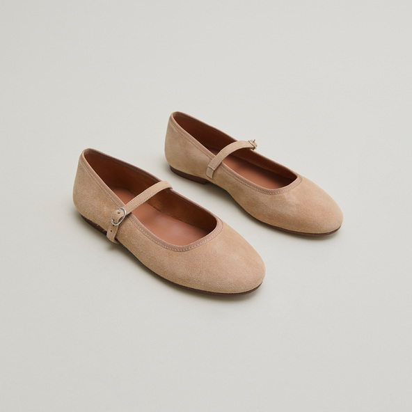 jonak Ballet flats with straps in camel suede DOUCEUR