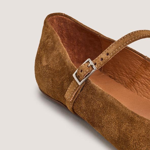 Jonak Ballet Flats With Straps In Cognac Suede DRIMA