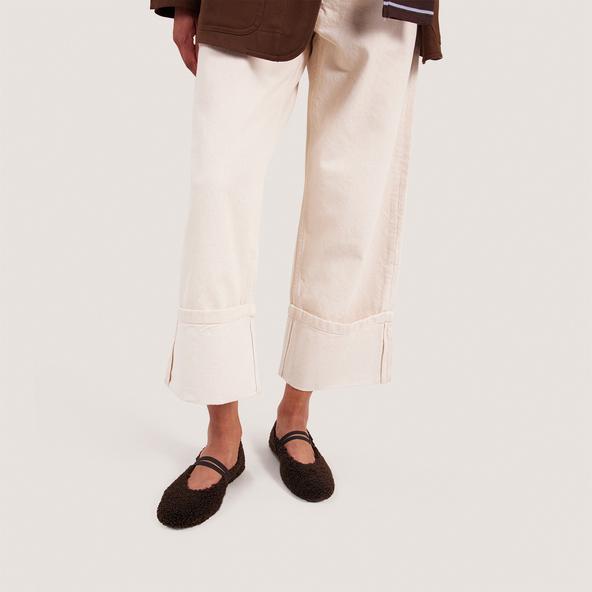 Jonak Ballet Flats With Straps In Dark Brown Fleece DUVET