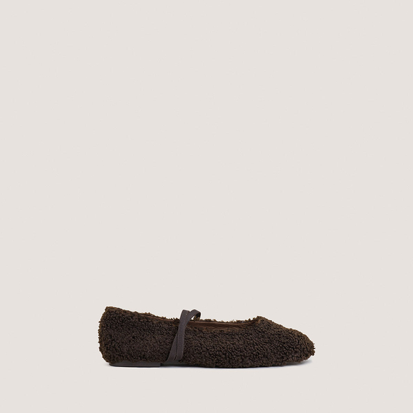 Jonak Ballet Flats With Straps In Dark Brown Fleece DUVET
