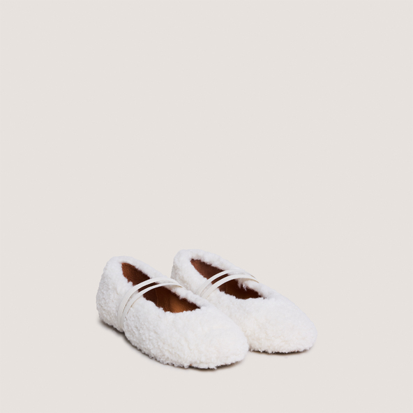 Jonak Ballet Flats With Straps In Ecru Fleece DUVET