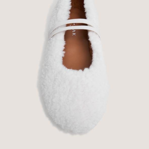 Jonak Ballet Flats With Straps In Ecru Fleece DUVET