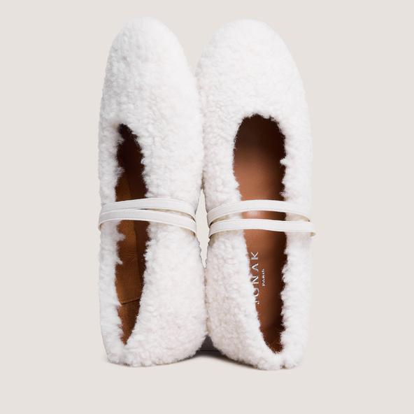 jonak Ballet Flats with Straps in ecru fleece DUVET