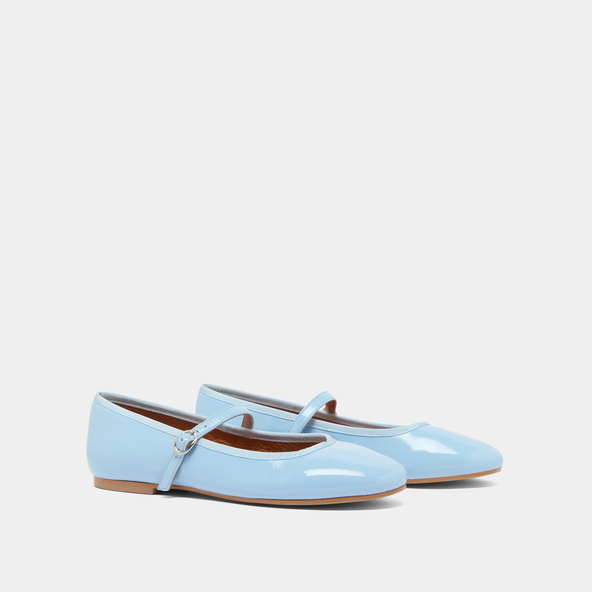 Jonak Ballet Flats With Straps In Light Blue Pleated Varnish DOUCEUR