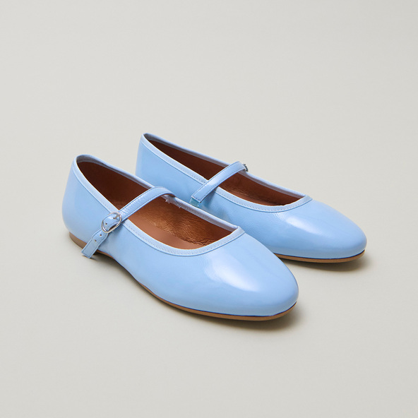 jonak Ballet flats with straps in light blue pleated varnish DOUCEUR