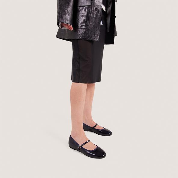 jonak Ballet Flats with Straps in navy pleated patent leather DOUCEUR