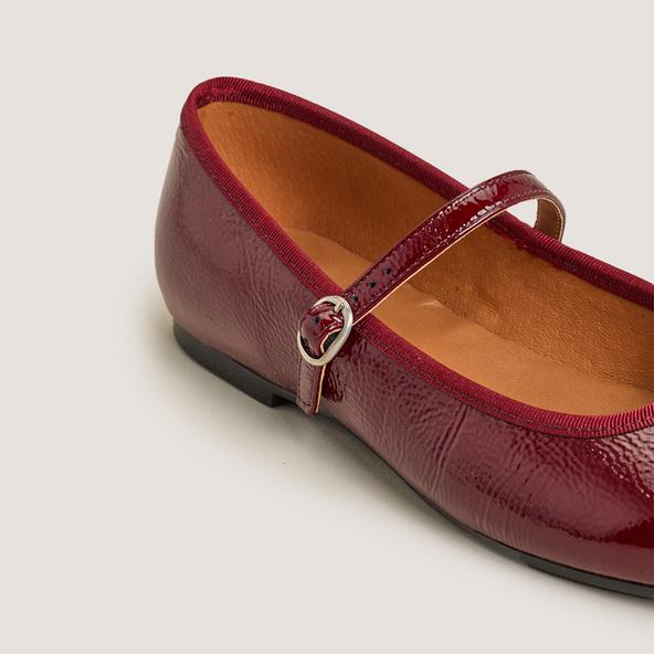 Jonak Ballet Flats With Straps In Pleated Marroon Patent Leather DOUCEUR