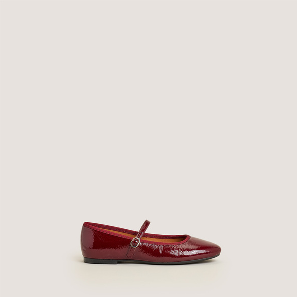 jonak Ballet flats with straps in pleated marroon patent leather DOUCEUR