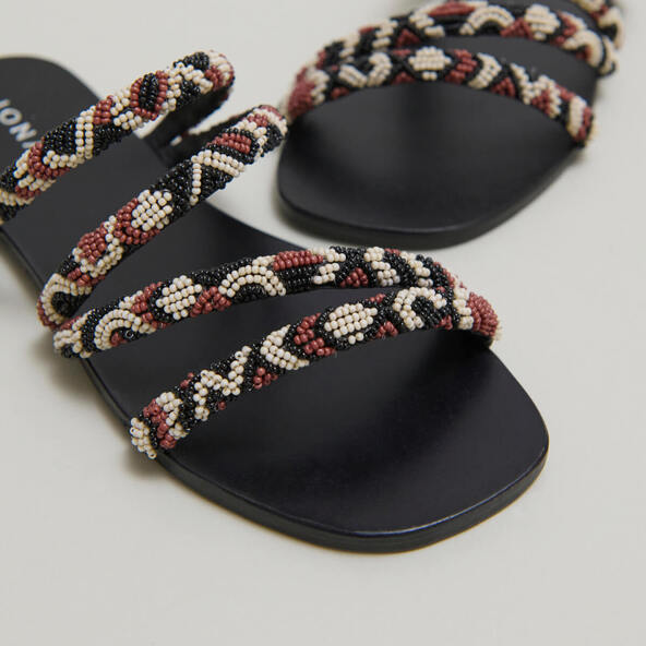 Jonak Beach Sandals With Beaded Straps In Multicoloured Fabric SHANY