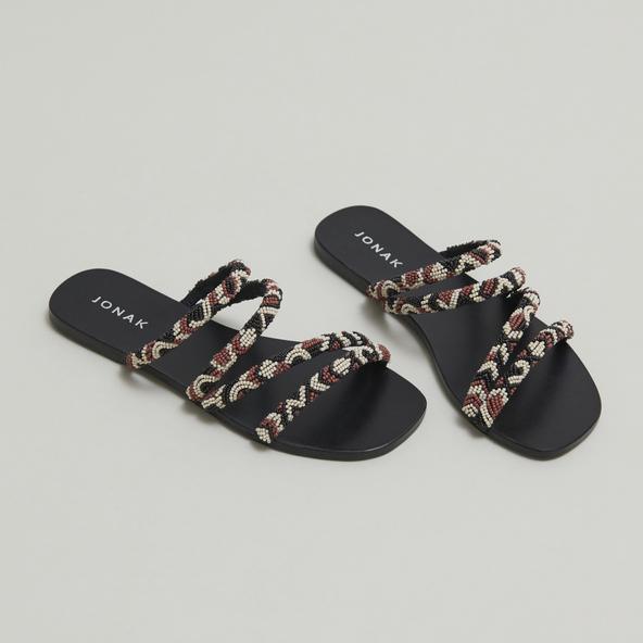 jonak Beach sandals with beaded straps in multicoloured fabric SHANY