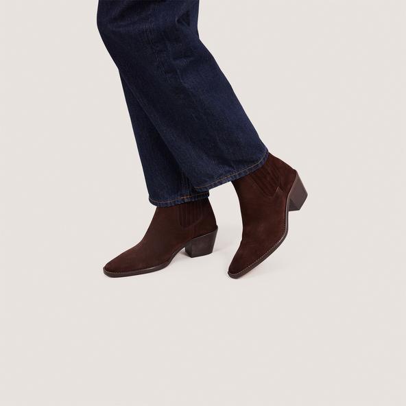 Jonak Booties With Heels And Ruching In Chocolate Brown Split Leather BIRMAN