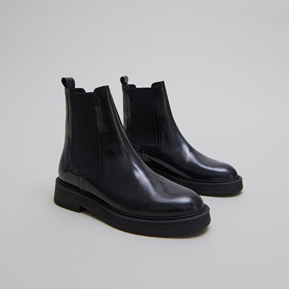 Jonak Boots à Bouts Ronds In Grey Glazed Leather AGEN