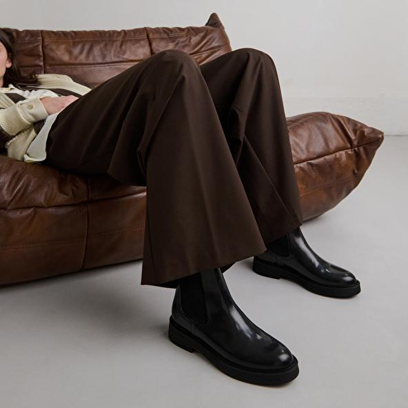 jonak Boots à bouts ronds in grey glazed leather AGEN