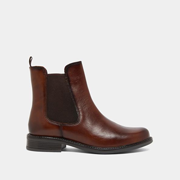 Jonak Boots à élastiques Et à Bouts Ronds In Cognac Leather AUDRY