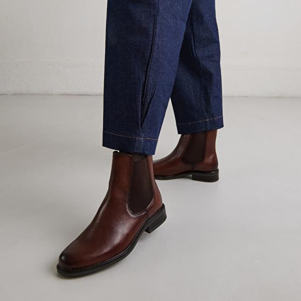 Jonak Boots à élastiques Et à Bouts Ronds In Cognac Leather AUDRY