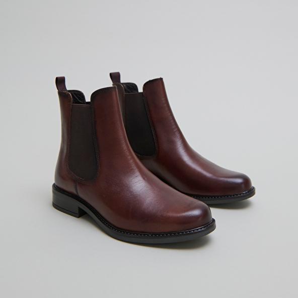 jonak Boots à élastiques et à bouts ronds in cognac leather AUDRY