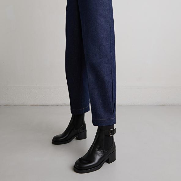 jonak Boots à élastiques et boucles ajustables in black leather BOULOU