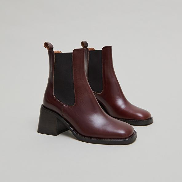 jonak Boots à élastiques et talons épais in brown leather DUCK