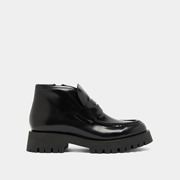 Jonak Boots à Empiècements In Black Glazed Leather DESK