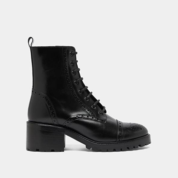 Jonak Boots à Lacets Et à Talons In Black Leather ANDERS