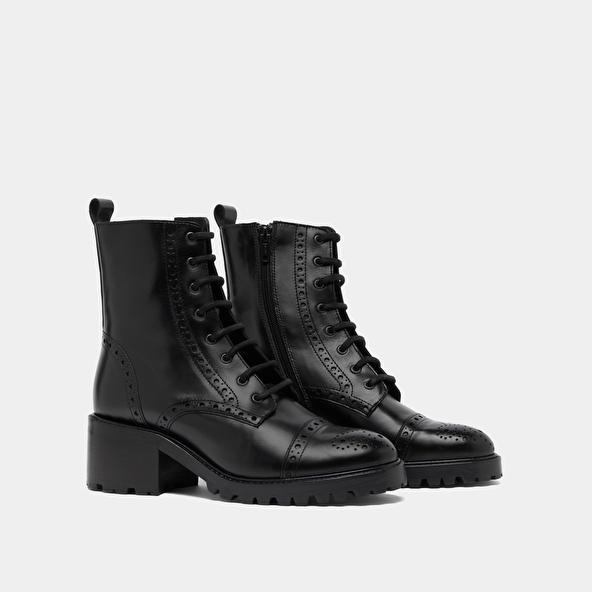 Jonak Boots à Lacets Et à Talons In Black Leather ANDERS