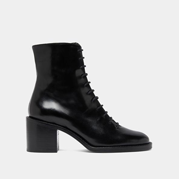 Jonak Boots à Lacets Et Talons Débordants In Black Leather BRINDILLE