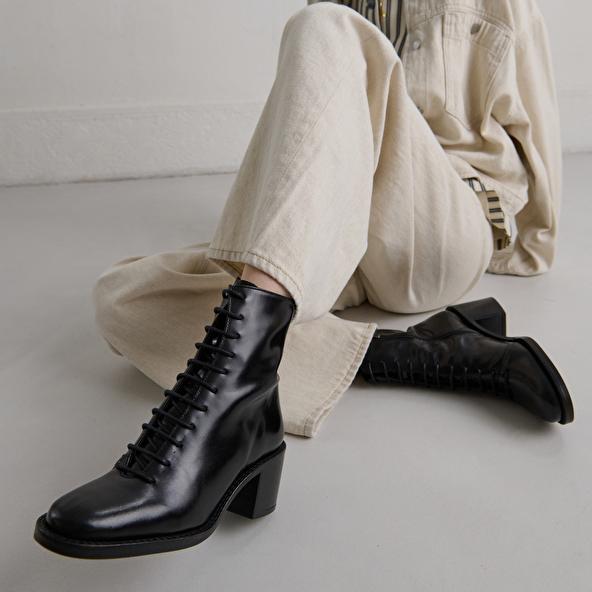 jonak Boots à lacets et talons débordants in black leather BRINDILLE