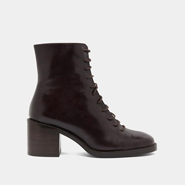 Jonak Boots à Lacets Et Talons Débordants In Dark Brown Leather BRINDILLE