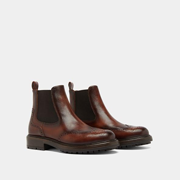 Jonak Boots à Semelles Crantées In Cognac Leather CELIA