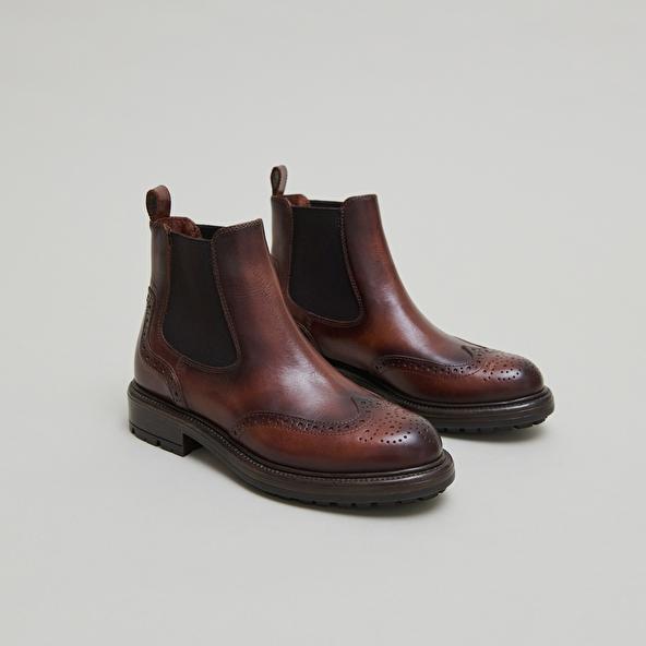 jonak Boots à semelles crantées in cognac leather CELIA