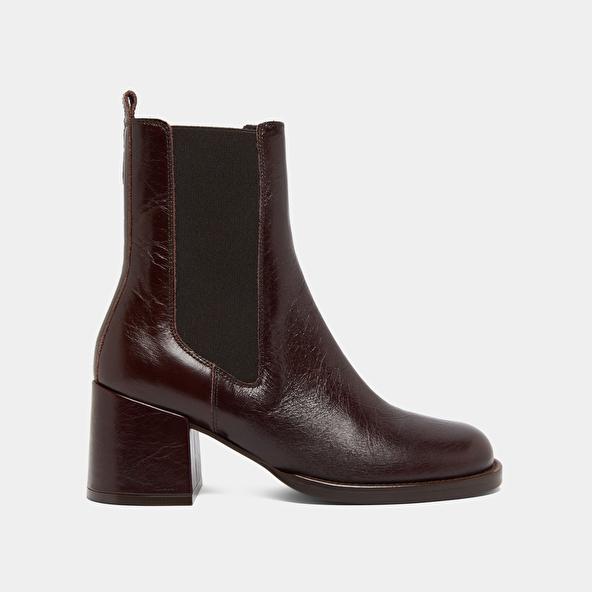 Jonak Boots à Talons Et élastiques In Chocolate Distressed Leather BIENVUE