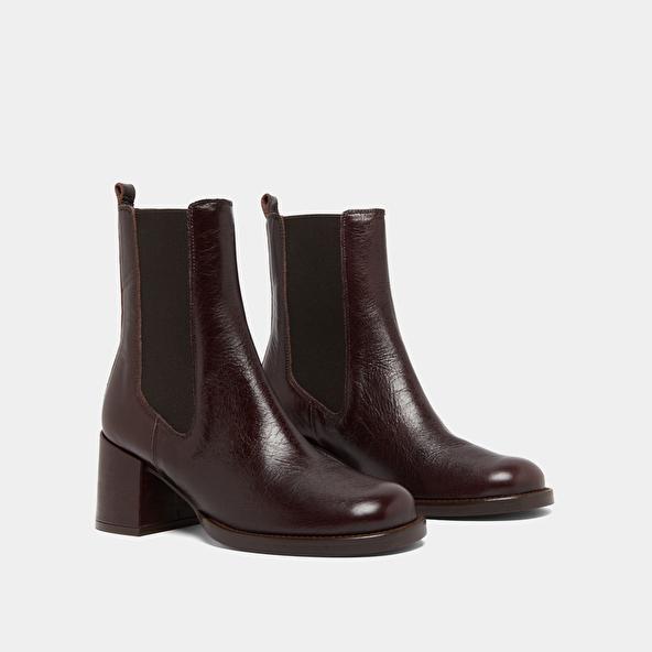 Jonak Boots à Talons Et élastiques In Chocolate Distressed Leather BIENVUE