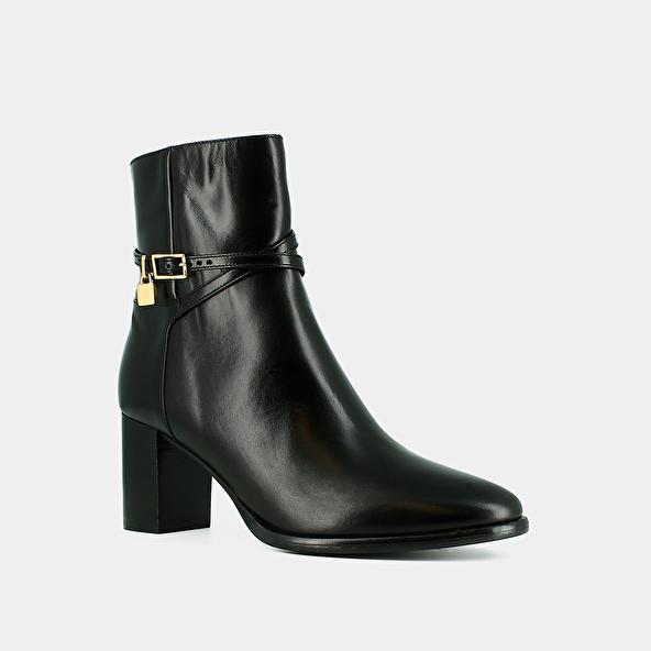 Jonak Boots à Talons Haut Et Charms Dorés In Black Leather DRAME