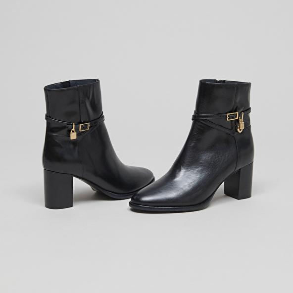 jonak Boots à talons haut et charms dorés in black leather DRAME