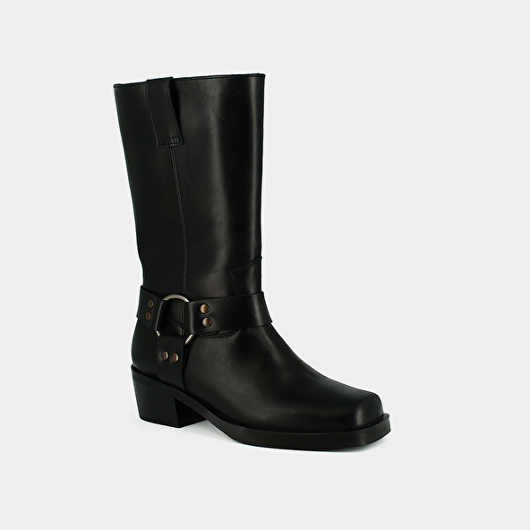 Jonak Boots With Buckles In Black Greased Leather BUFFALO