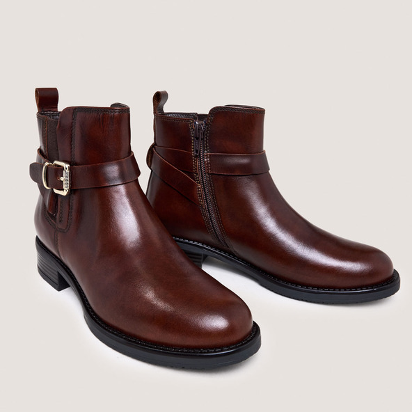 Jonak Boots With Buckles In Brushed Cognac Leather ABSTRAIT