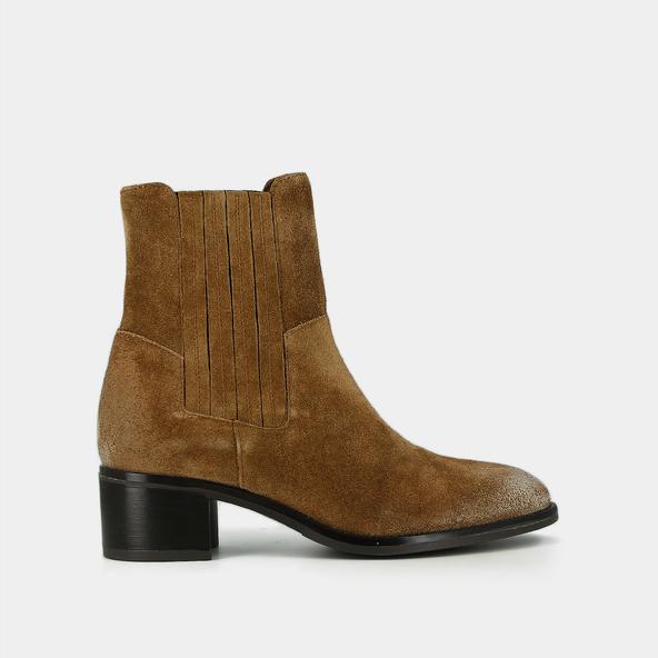 jonak Boots with elastic band and square heel in taupe suede CHILI