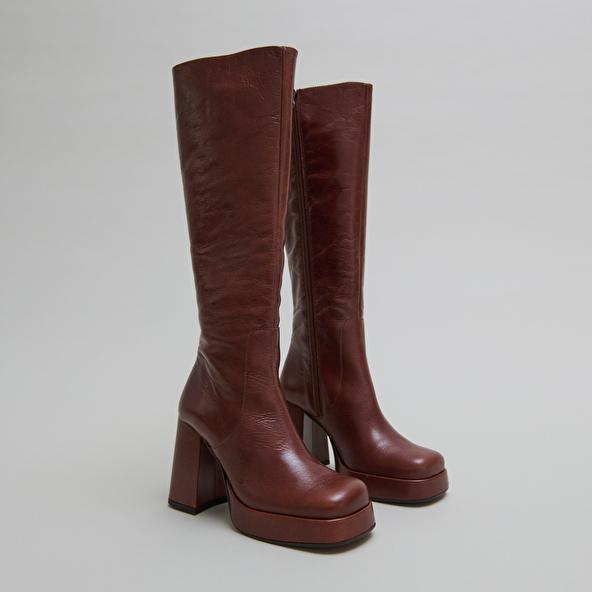 Jonak Boots With Heels And Square Toes In Brown Distressed Leather BRYAN