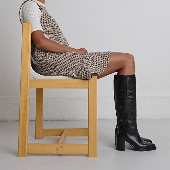 jonak Boots with laminated heels in black leather DICKINSON