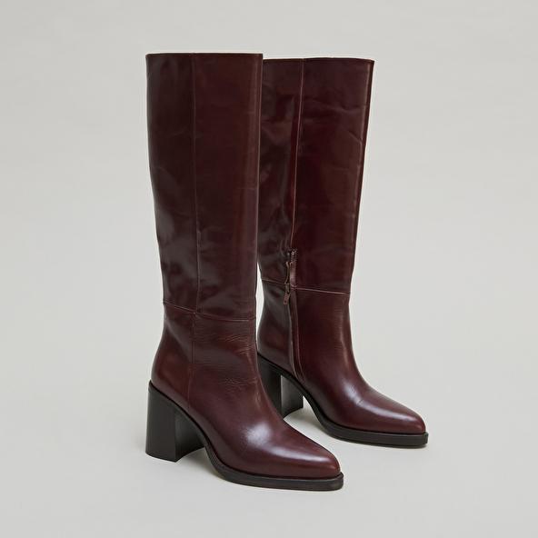 Jonak Boots With Laminated Heels In Brown Leather DICKINSON