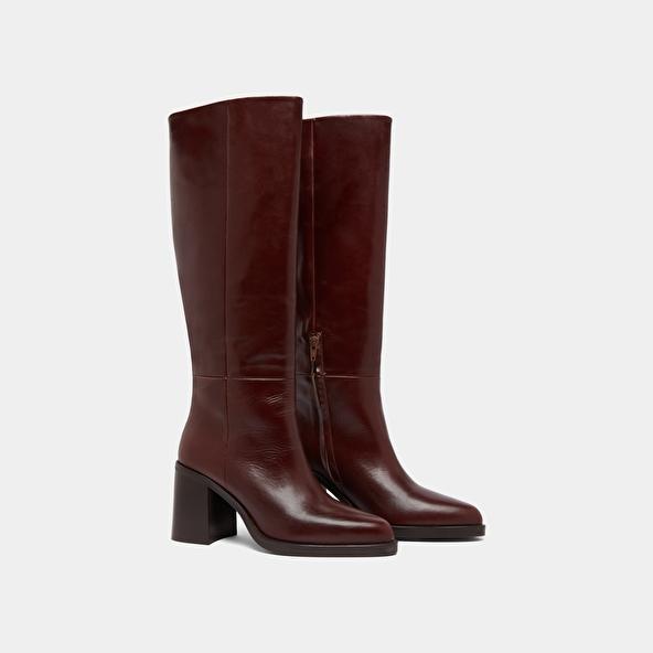 Jonak Boots With Laminated Heels In Brown Leather DICKINSON