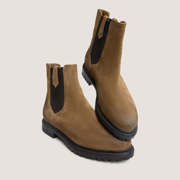 Jonak Boots With Notched Soles And Elastic In Taupe Suede CANDIDE