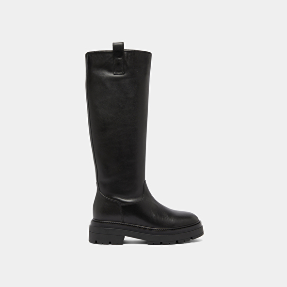 Jonak Boots With Notched Soles And Square Toe In Black Leather PICUSSIA