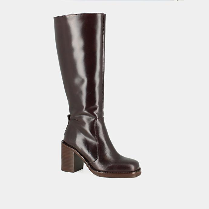 Jonak Boots With Overflowing Heels In Dark Brown Leather Calf Size M BRETZEL